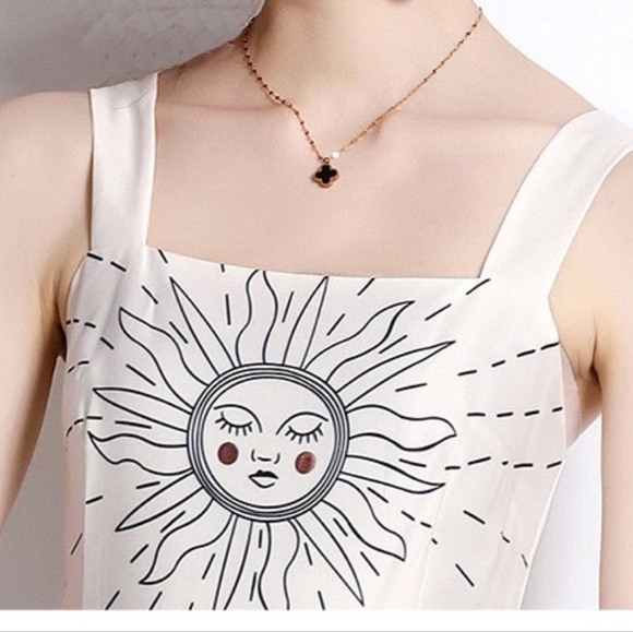 Boho Tie Spaghetti Strap Mix Print Midi Dress - Picture 5 of 5